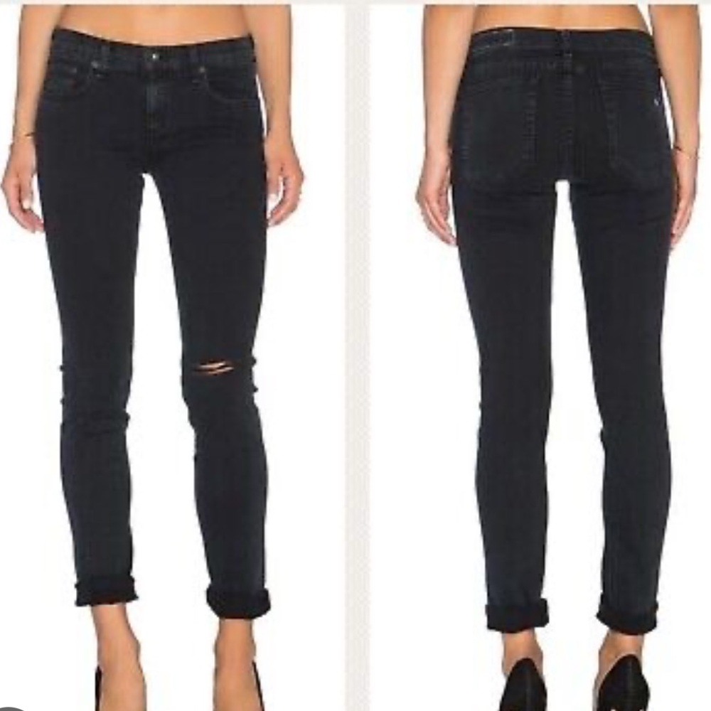 Rag & Bone The Dre Slim Boyfriend Jeans in Aged Coal Holes